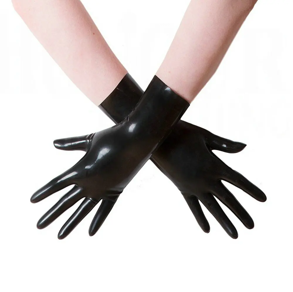 Guantes de látex sin costuras para adultos, guantes cortos de goma, Sexy, Unisex, negro, gran oferta