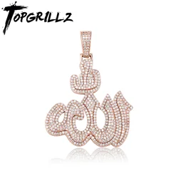 TOPGRILLZ New AllΔh Pendant Necklace With 4mm Tennis Chain High Quality Iced Micro Pave Cubic Zirconia HipHop Fashion For Gift