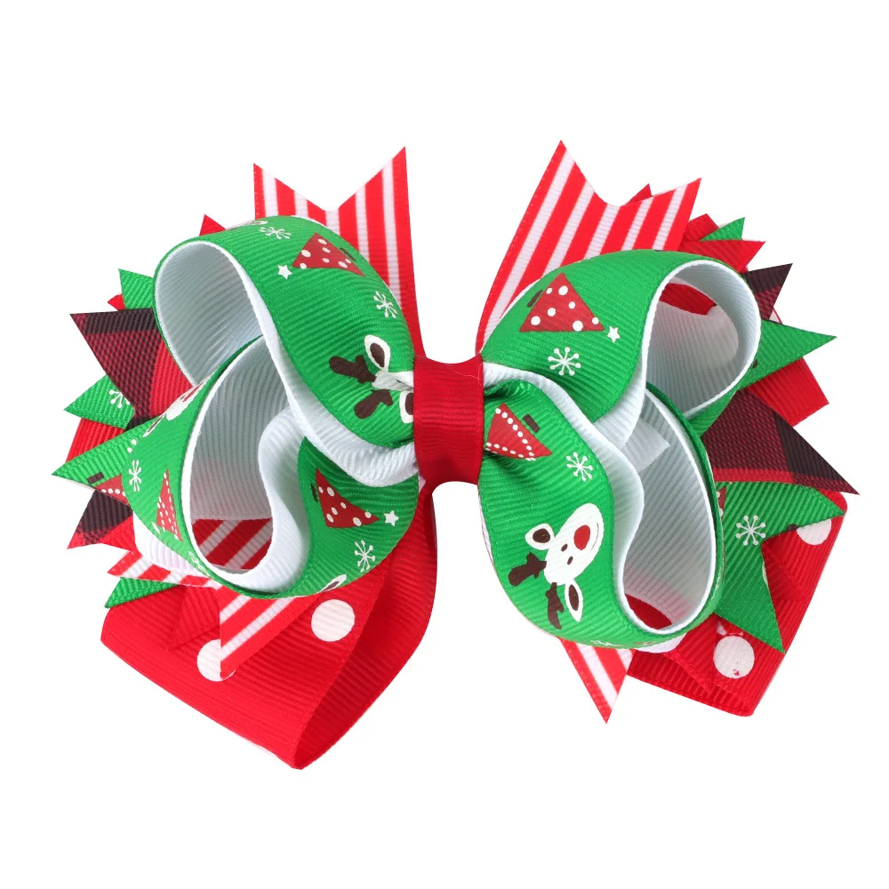 36 Pcs/Lot, 5 Inch Christmas Boutique Hair Bow Clips For Girls, Grosgrain Ribbon Bow Hair Clips, Kids Hair Accessories