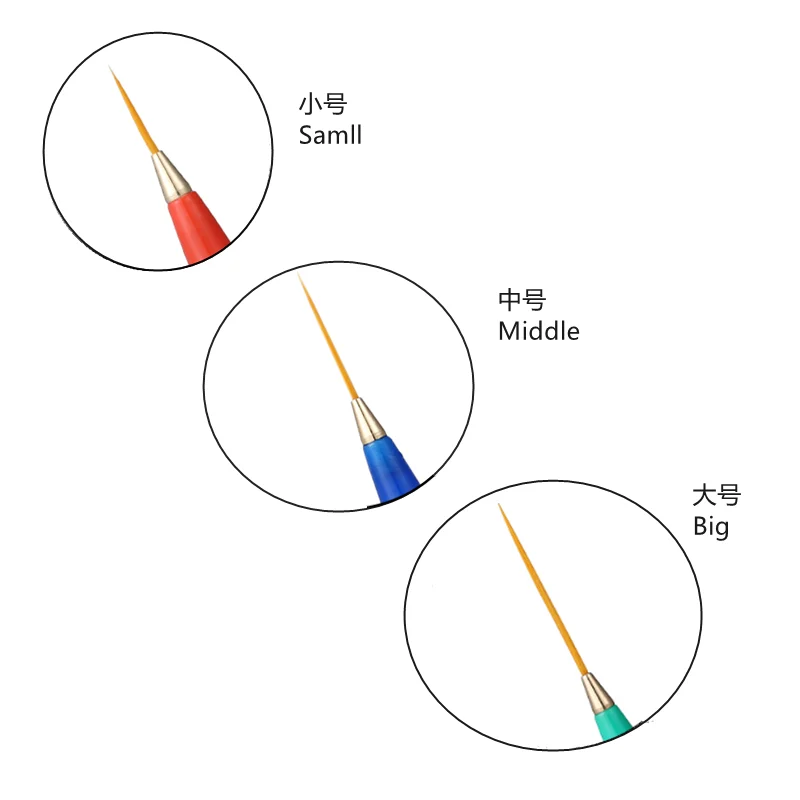 Trzy kolory 3 sztuk z biały uchwyt tipsy akrylowe pędzelki artystyczne pióro do rysowania do malowania projekt linii ciągnącej, pędzle