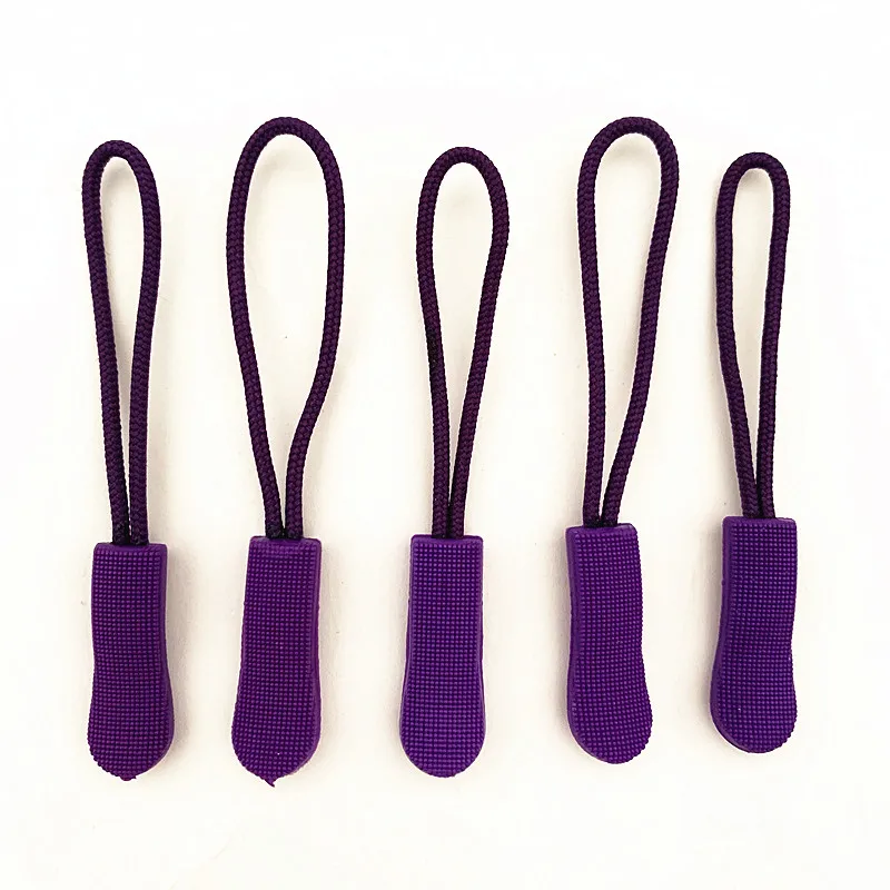 10pcs Purple zipper PU zipper handle injection zipper PCV Drawstring head