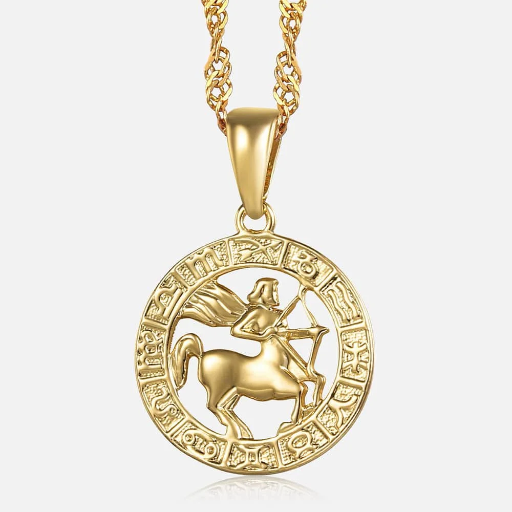 Trendsmax Sagittarius Zodiac Sign Necklace Gold Color Pendant Necklace for Women Men Unisex Fashion Chain Jewelry GP365
