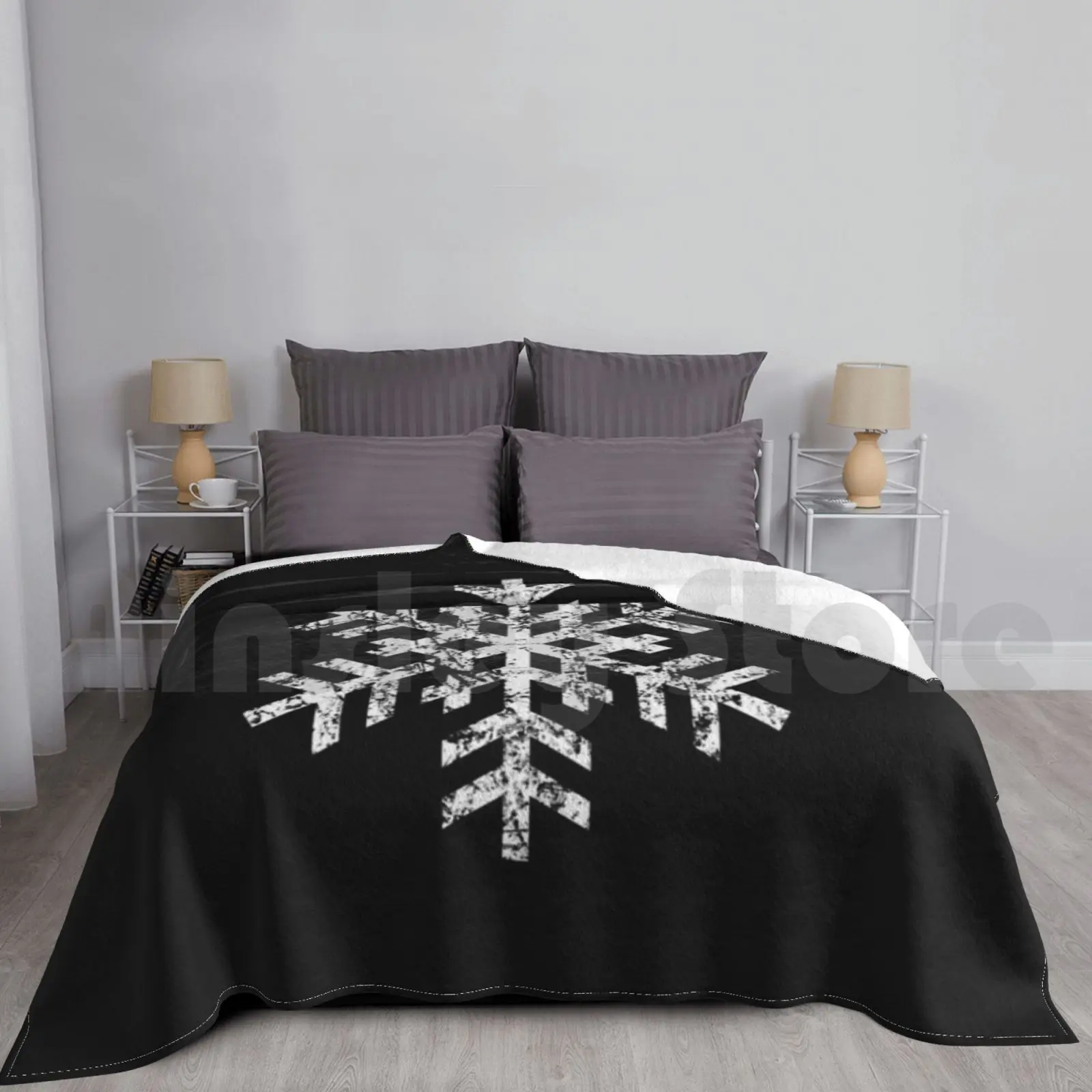 Snowflake In Grunge Distressed Style Blanket For Sofa Bed Travel Snowflake Snowflakes Snow Winter Snow Fall Cold