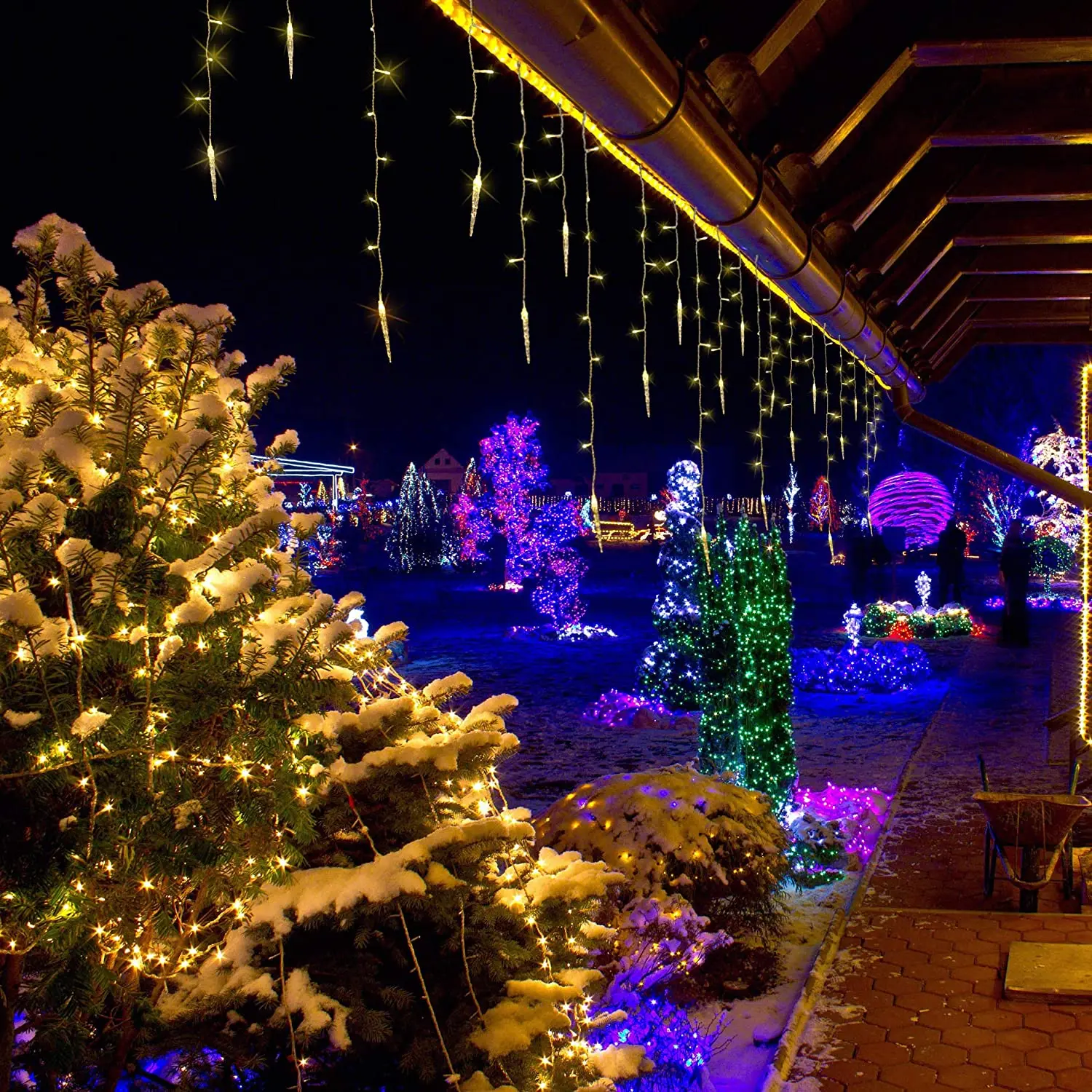 Lampu Hiasan Natal LED Bentuk Es di Rumah, Ornamen Natal Tahun Baru 2026, Dekorasi Rumah, Tersedia Empat Warna Lampu, Hiasan Es