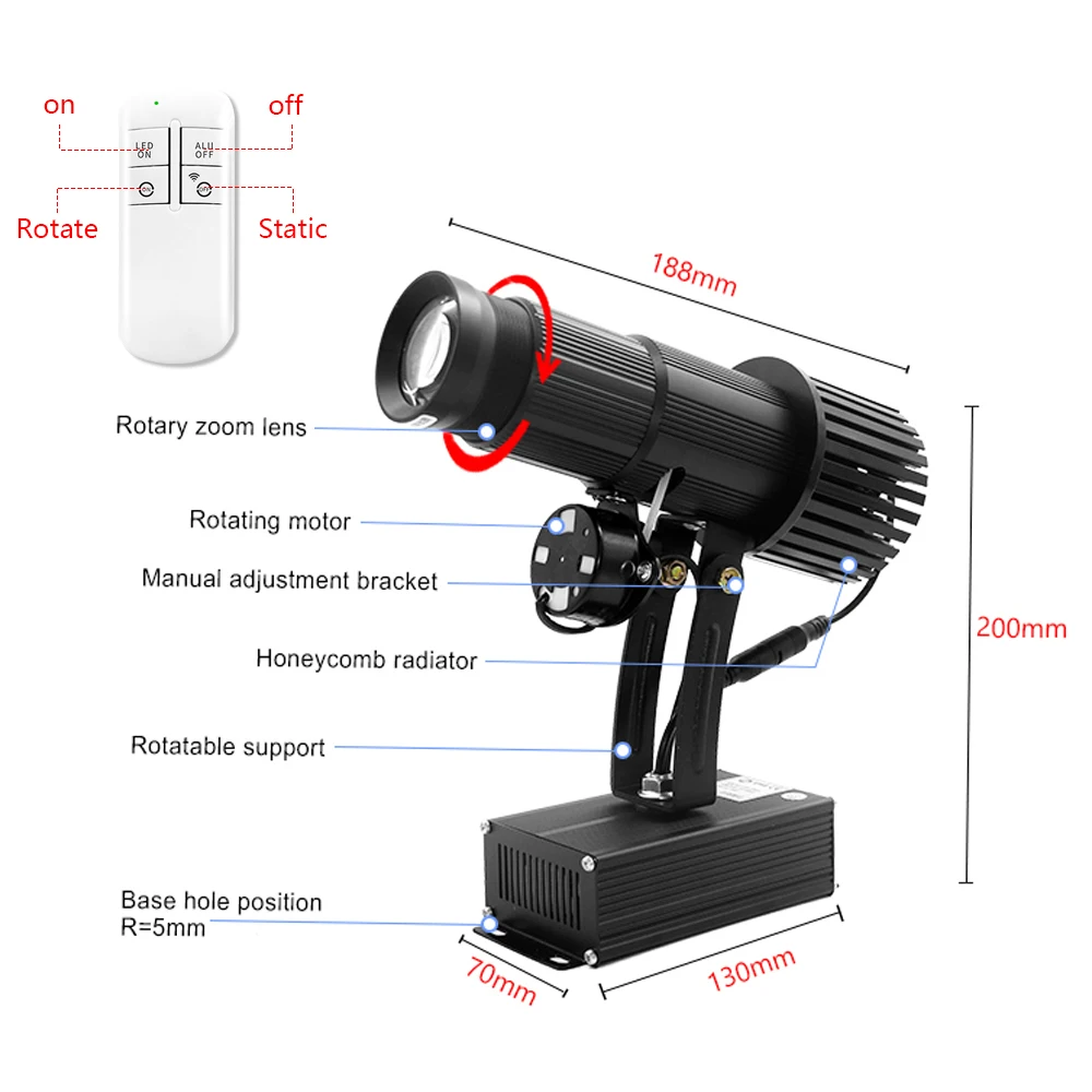 Custom  Led HD Indoor Door Head  Rotating Advertising Image Projection Lamp Gobo Logo Projector