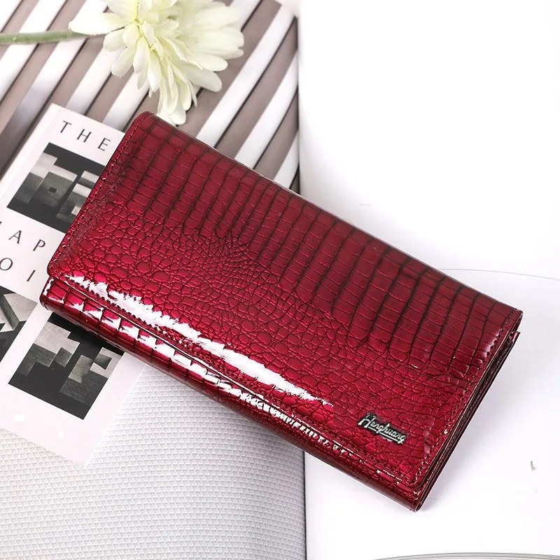 Genuine Leather Wallet Women Alligator Long Clutch Bag Cow Leather Female Purse Luxury Designer Ladies Wallets