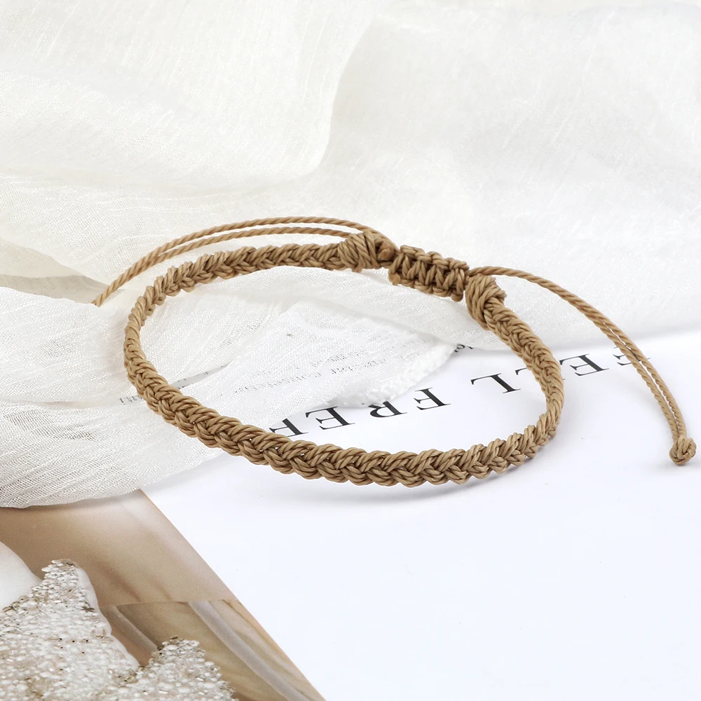 Verstellbares wasserdichtes Wachsschnur-Armband für Damen und Herren, handgefertigt, gewebt, tibetisch-buddhistisches Armband, Freundschaft, Glücksgebet, Schmuck – Detail 5