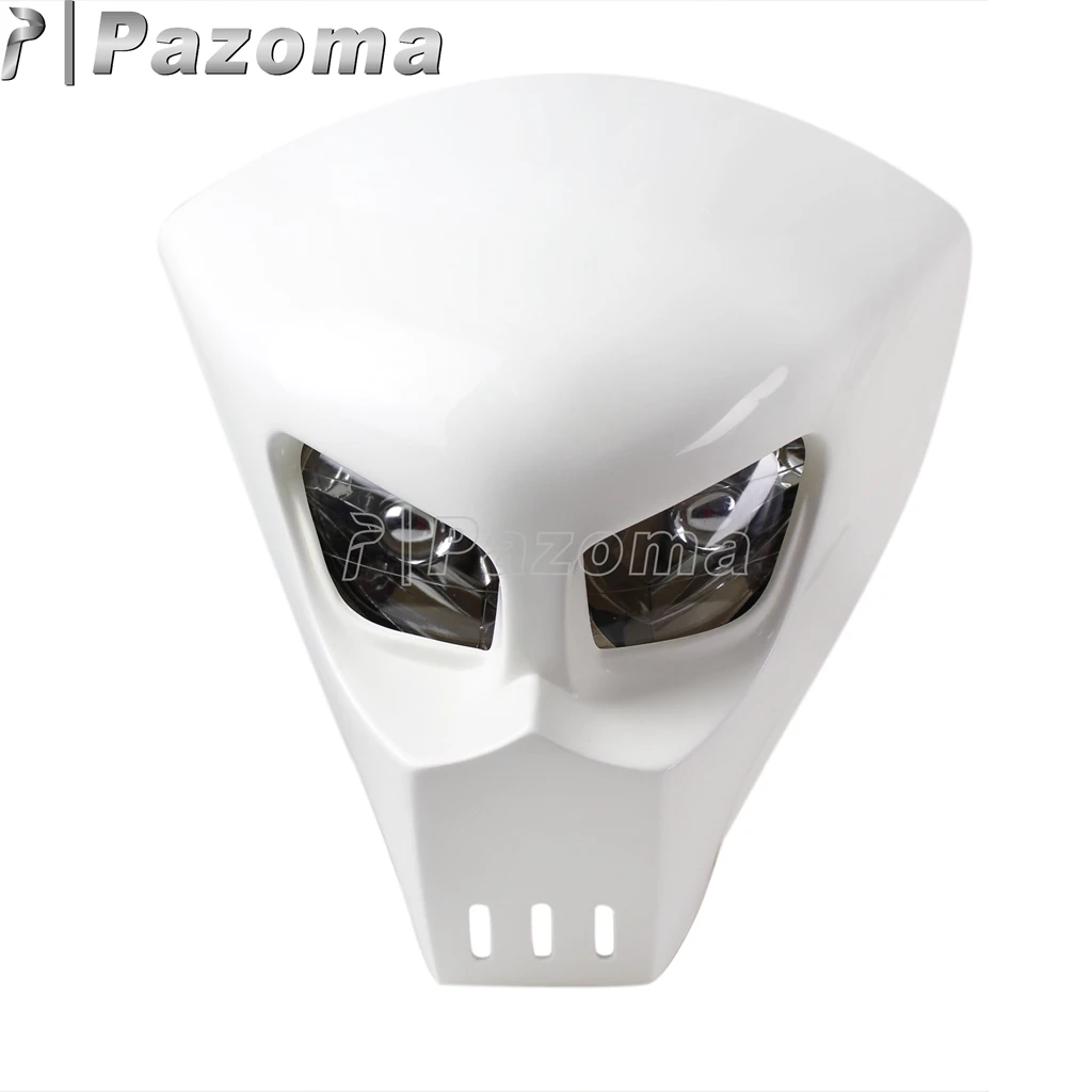 Universal Motorcycle Skull Headlight Fairing 12V 25W Headlamp Head Lights for Honda Suzuki Kawasaki Yamaha Street Bike Superoto