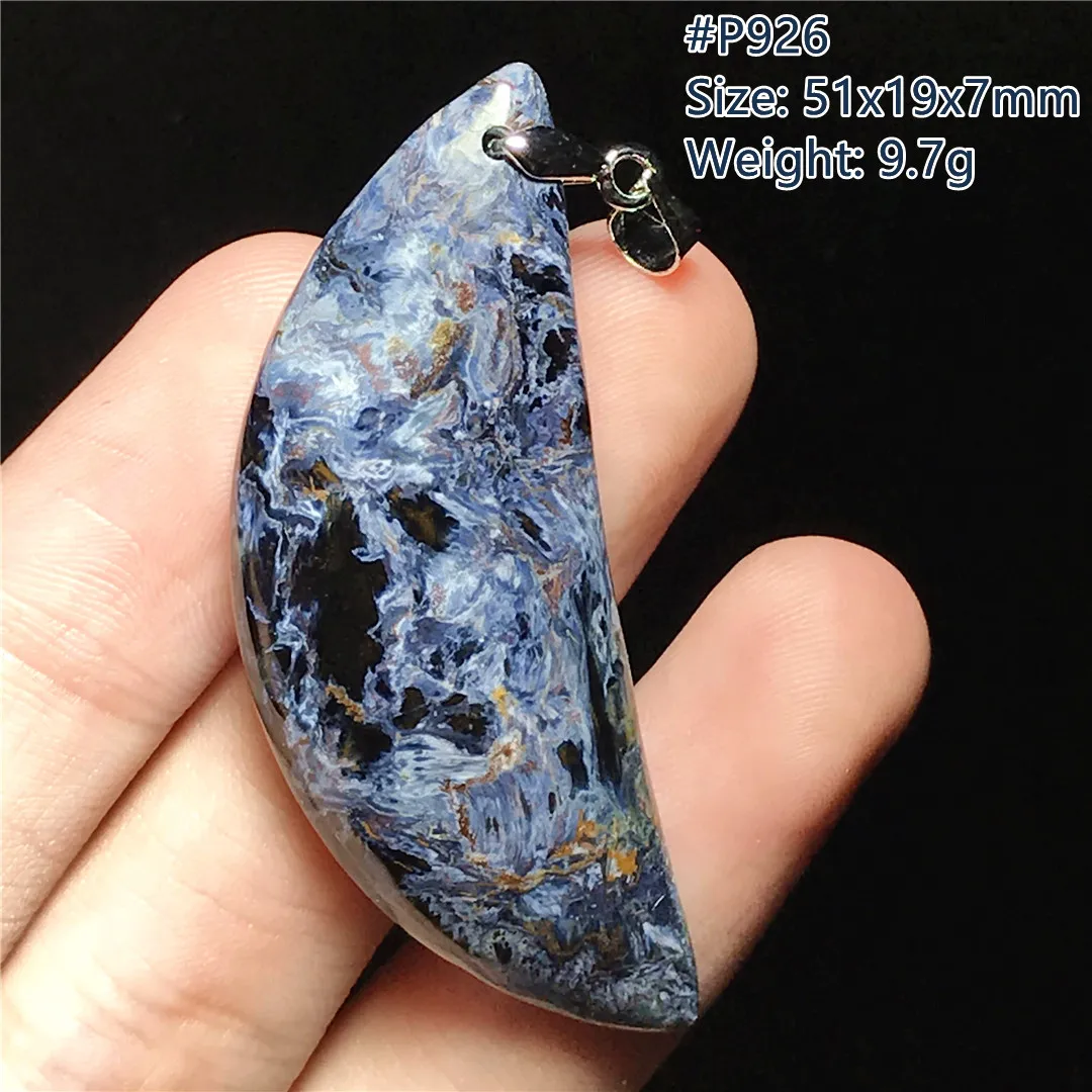 

Natural Blue Pietersite Stone Pendant For Women Lady Man Love Gift Silver Crystal 51x19x7mm Beads Namibia Gemstone Jewelry AAAAA