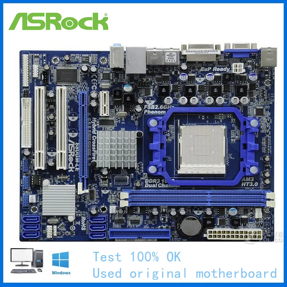 

For ASRock 880GM-LE Computer USB2.0 SATA II Motherboard AM3 DDR3 For AMD 880G 880 Desktop Mainboard Used