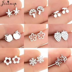 jisensp Fashion Bohemia Leaf Earrings for Women Cute Snowflake Apple Cherry Mushroom Earings Korean Daisy Flower Studs 2026