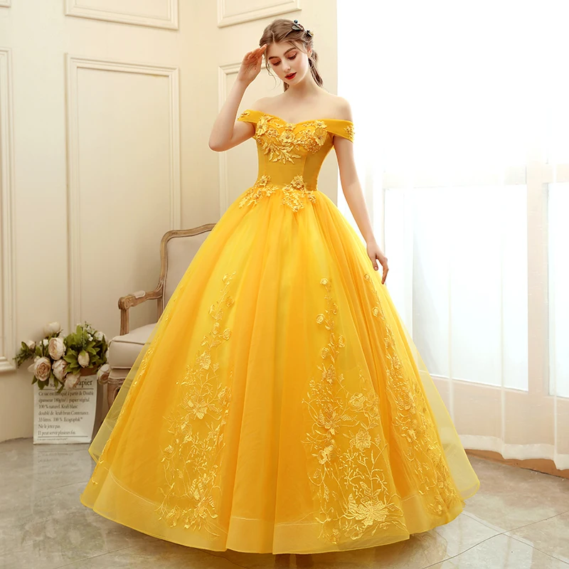 Quinceanera Dress 2024 New Prom Dress Yellow Ball Gown Sweet Floral Print Quinceanera Dresses Robe De Bal Custom Size Customized