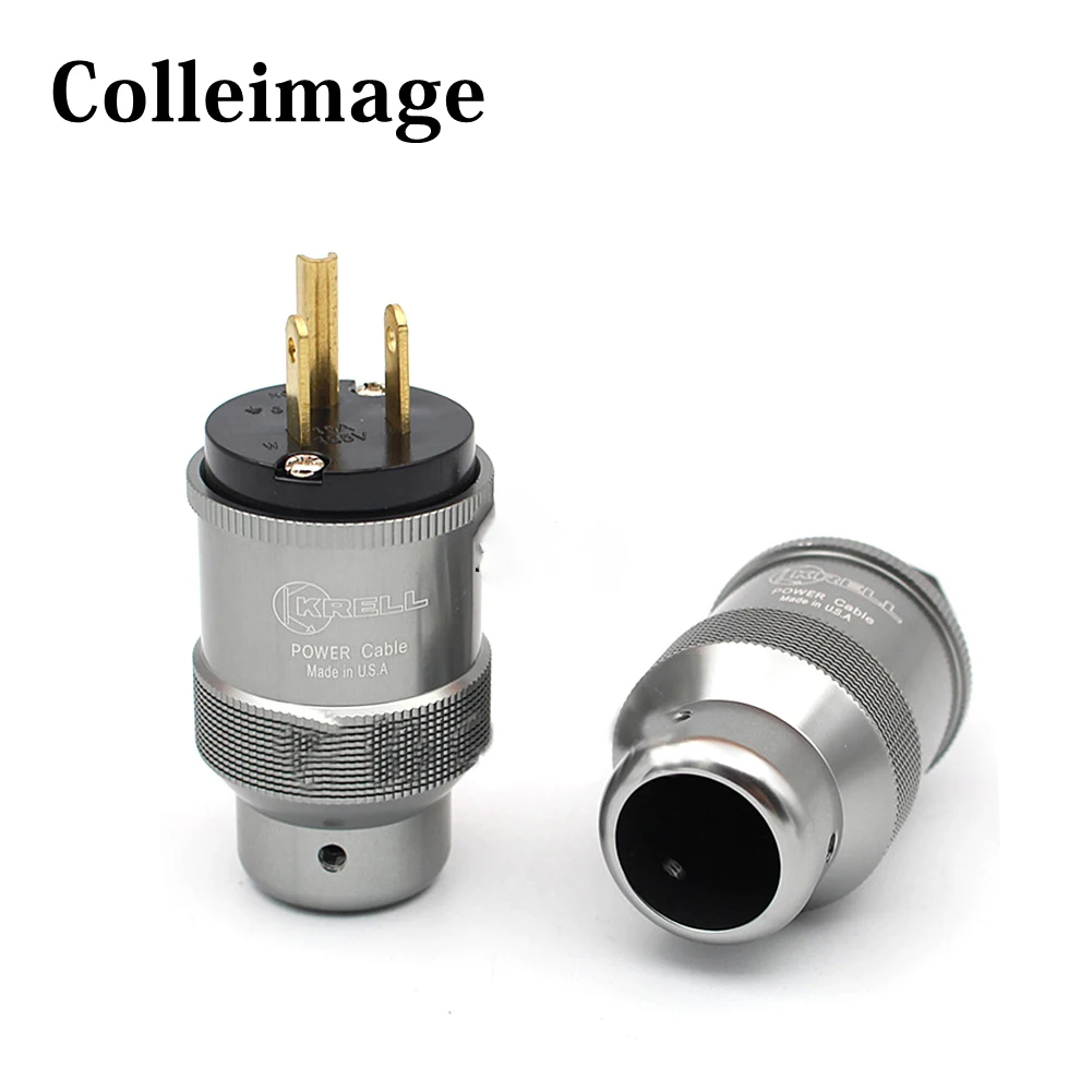 Colleimage Hifi 1pcs Hifi US Gold Plating Standard Power Plug Connector & IEC DIY Power Cord Cable