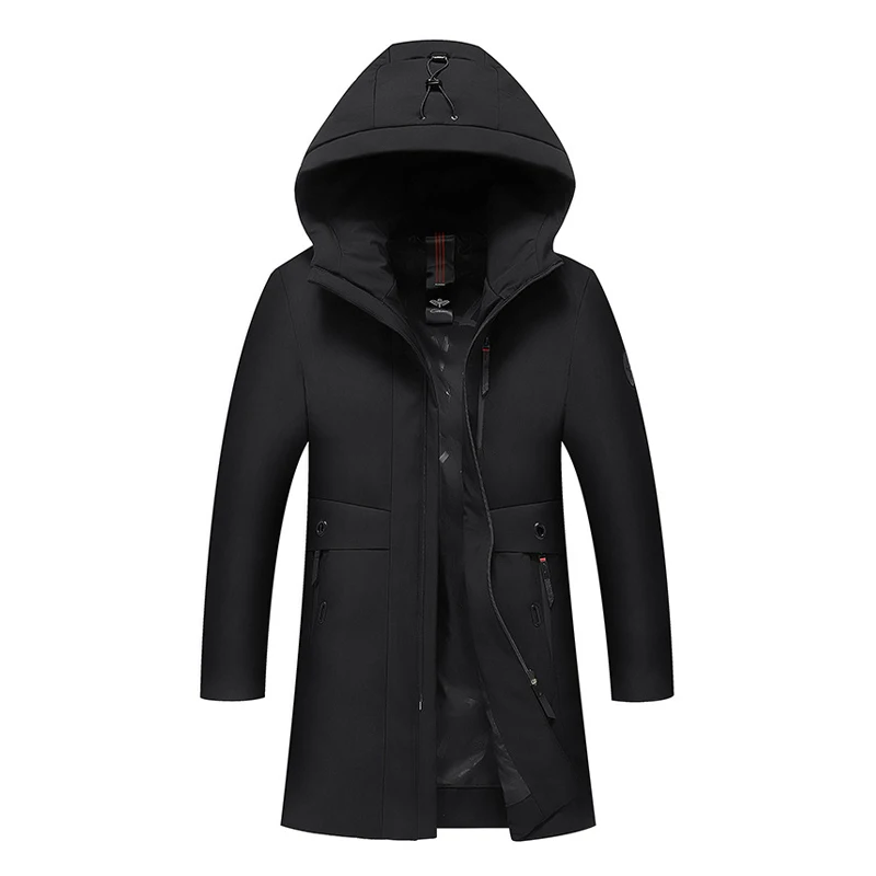 

Down Jackets Men 2020 Winter New Long Hooded Warm Coat Fashion Casual Slim White Duck Down Jacket Male Brand Clothes