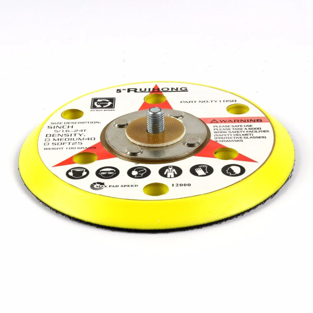 5inch 6-Holes Flocking Sanding Disc M8 Thread Backing Pad Power Sander Parts Durable And Environmentally Friendly