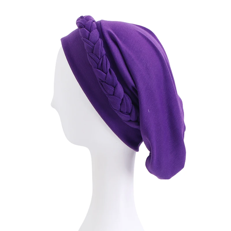 Turbante trenzado musulmán para mujer, pañuelo para la cabeza de estilo bohemio, hijabs elásticos, Hijabs, Bandana