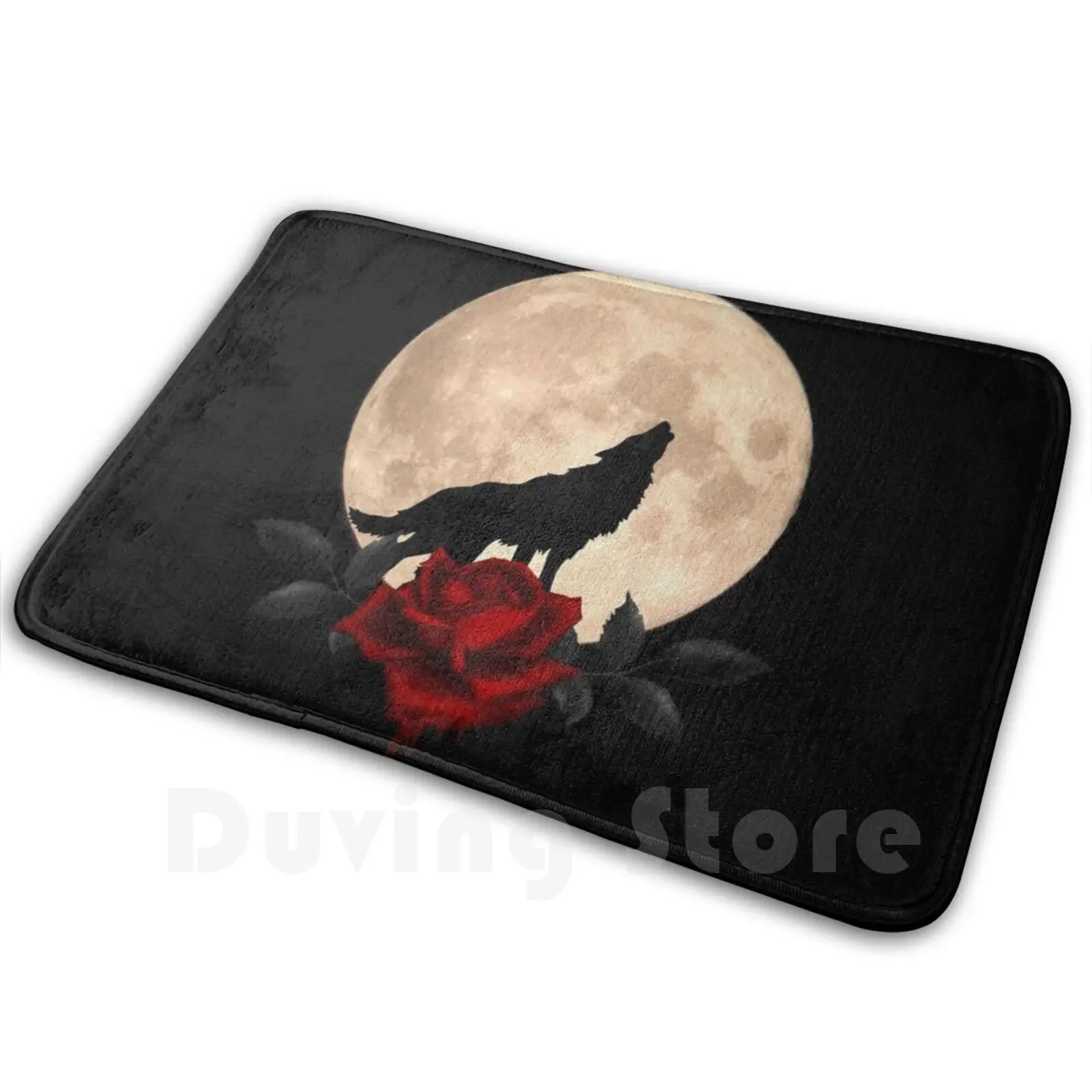 Fullmoon Wolf Soft Non-Slip Mat Rug 1590 Carpet Cushion Gothic Goth Full Moon Romance Rose Blood Black Romantic