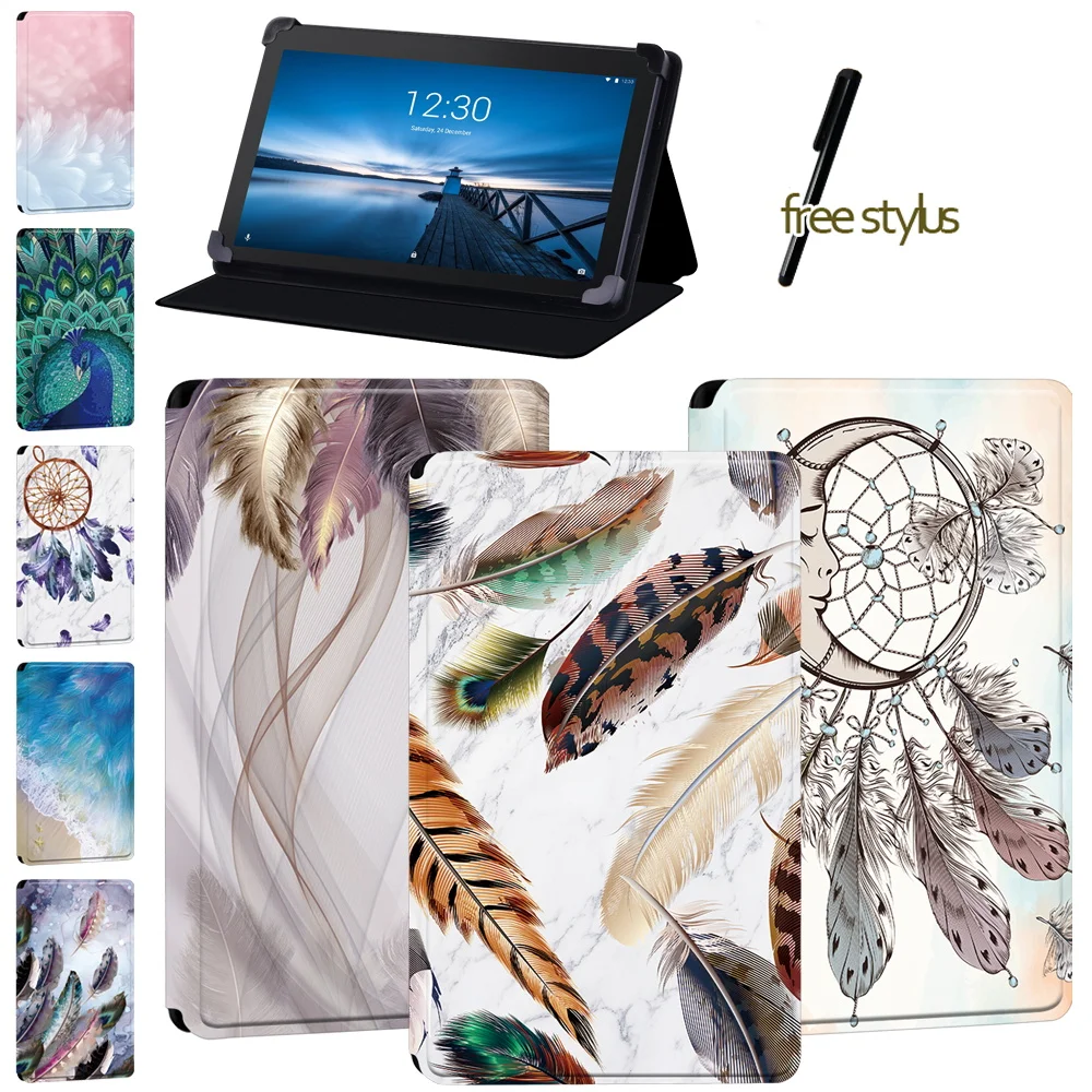 

New Cover Case for Lenovo Tab E8/Lenovo Tab E7/Lenovo Tab E10 - Anti-Dust Feather Series Leather Stand Tablet Case + Free Stylus