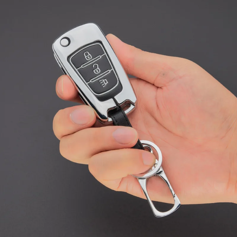 Alloy Leather Car Key Case For Great Wall Haval Hover H1 H3 H6 H2 H5 C50 C30 3 Buttons Folding Keychain Remote Control Cover