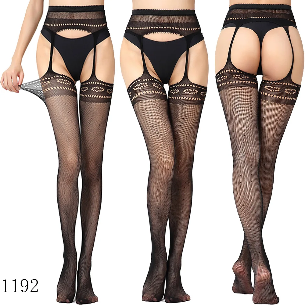 Sexy Lace Soft Top Thigh High Fishing Net Stockings Suspender Garter Belt Lingerie Women\'s Tights Pantyhose Floral Medias