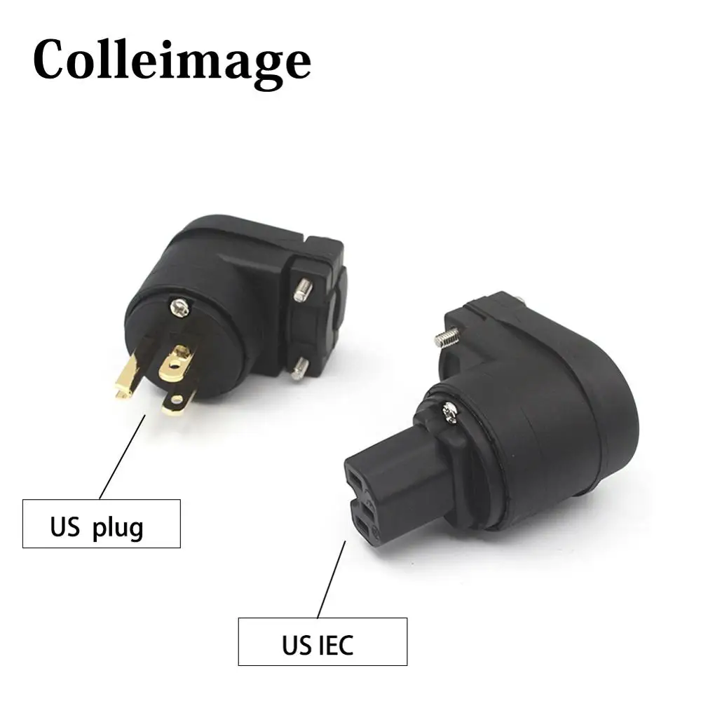 

Colleimage HiFi Elbow Gold plating US/AU/EU Power Plug IEC Connector Hifi CD Filter Speaker Amplifier AC Power Cord Cables Plug