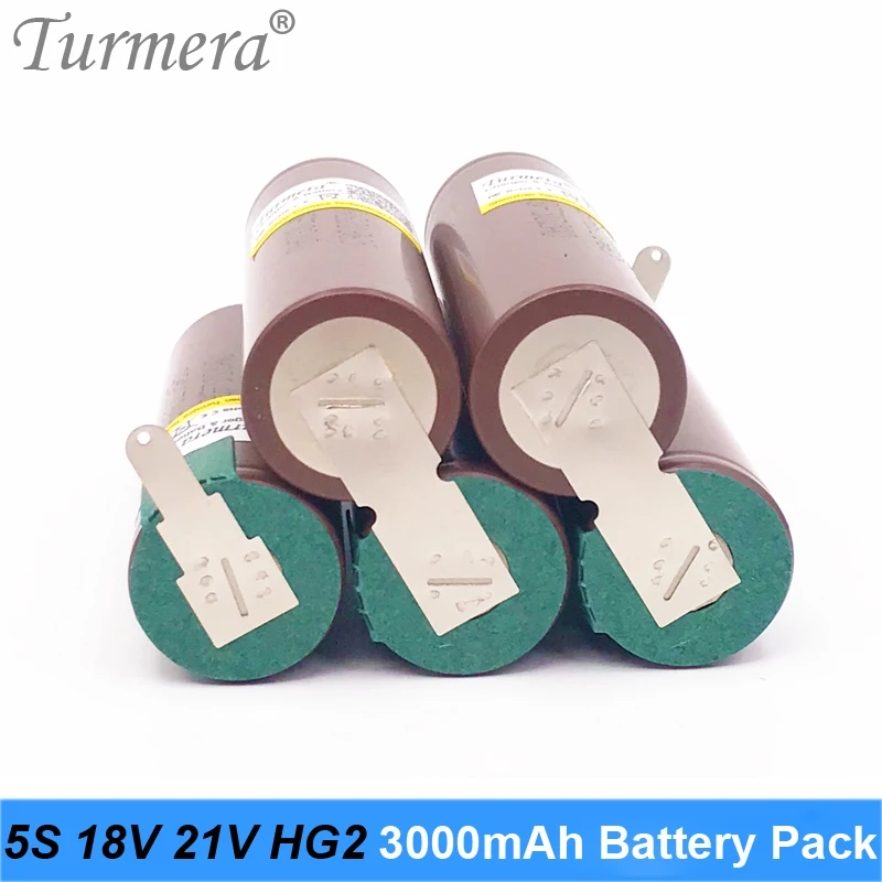 5s 18650 Battery 18v Welding 18650 HG2 30A 3000mah Battery for 18V Screwdriver Battery and Vacuum Cleaner Customized Turmera