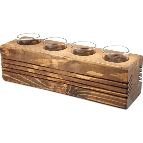 Turcowood Light Jet Glass Cupped Legend Natural Wooden Candle Holder