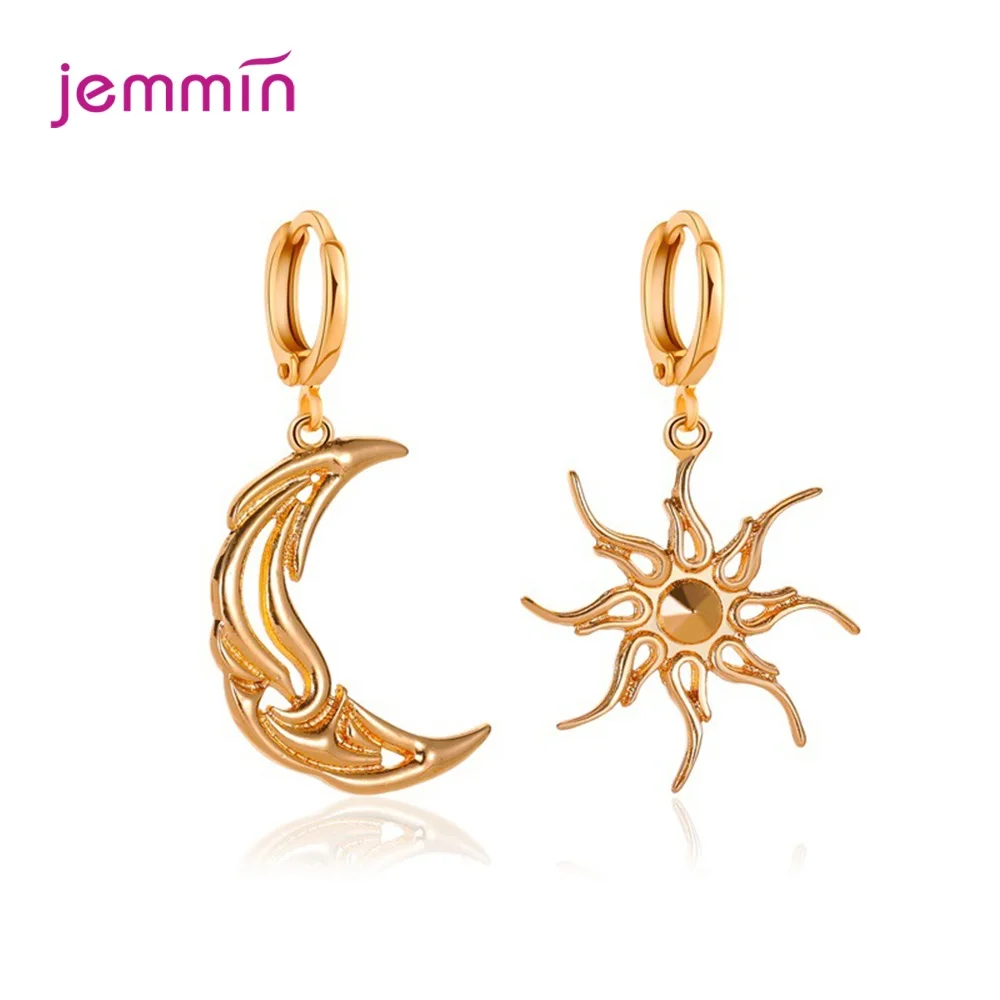 

Fashion Genuine 925 Sterling Silver Sun Moon Shape Drop Earrings For Women Wedding Earrings Dangles Earrings Jewelry Gift