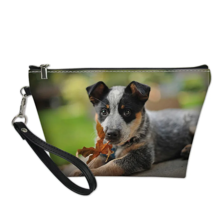 Women Cosmetic Cases Cute Australian Cattle Dog Printed Makeup Bag Travel Organizer Make Up Vanity Case Pouch for Girl