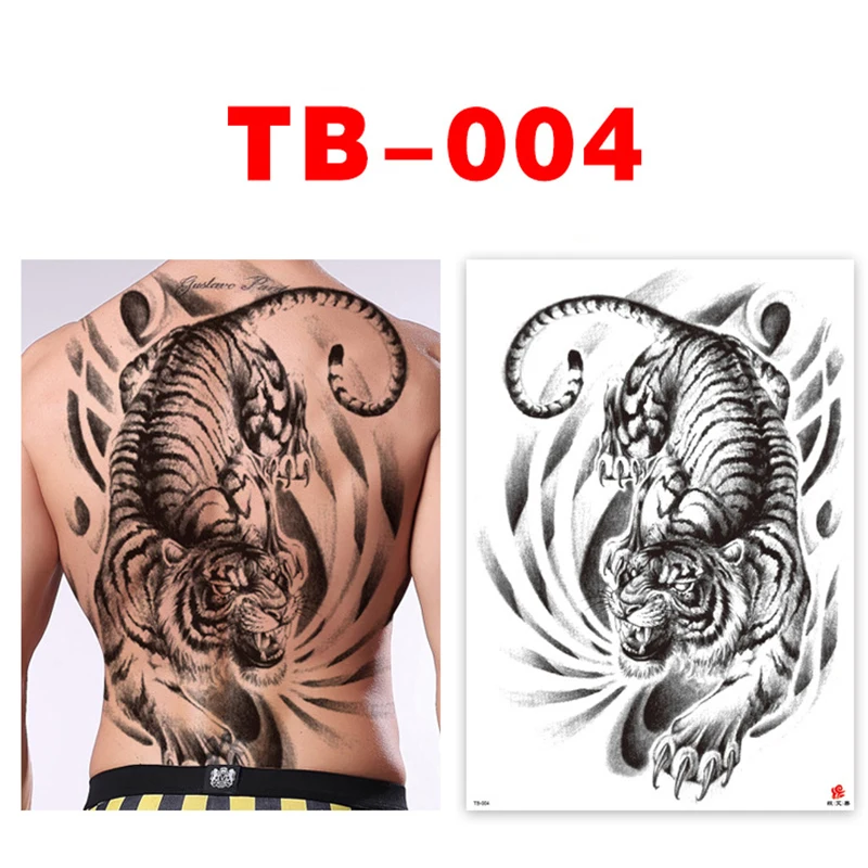 Full Back Temporary Tattoo Flash Big Snake Tiger Butterfly Wings Buddha Shoote Body Art Waterproof Fake Tatoos Sticker Man Woman