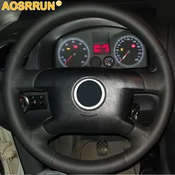 Black Leather Car Steering Wheel Cover For Volkswagen VW T5 Transporter Caddy Caravelle 2003 2005 2004 2006 2008 2009