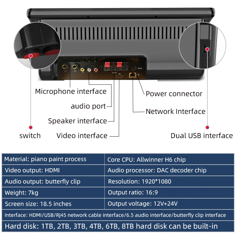 Conjunto de áudio da família ktv, orador do jogador de karaoke com amplificador, misturador, microfone, 4tb hdd 80k chinês e inglês música jukebox