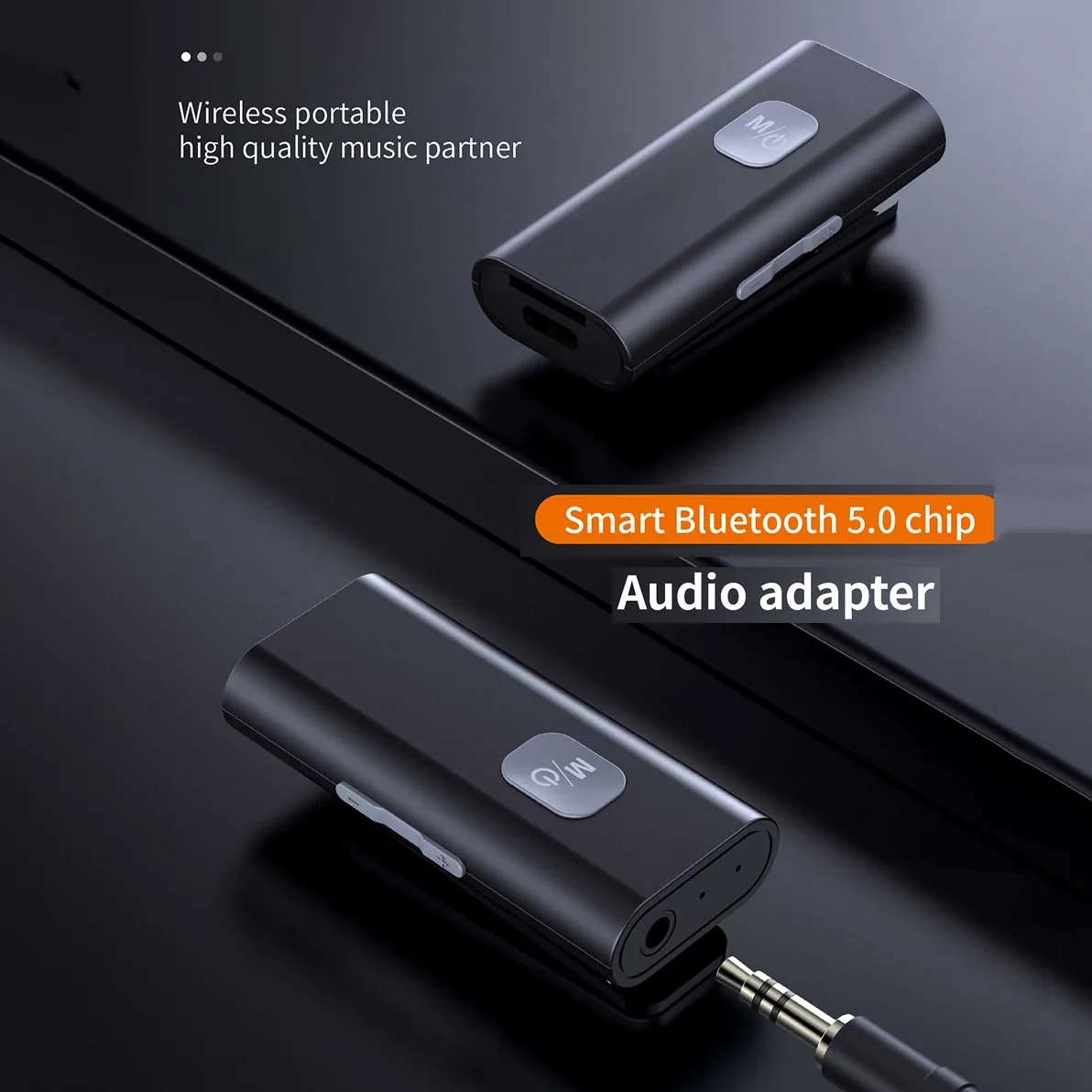 Portable Bluetooth-compatible Receiver 5.0 Wireless Audio Adapter Receptor 3.5mm AUX Jack for Speaker Headphones