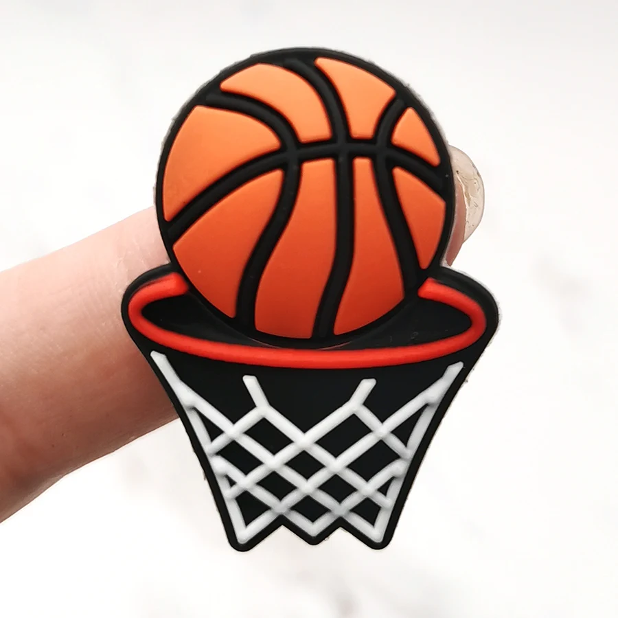 Sports Style PVC Shoe Charm Accessories Shoe Buckle Decoration Basketball Rugby Football Volleyball Clogs Upper Pins Charms Gift