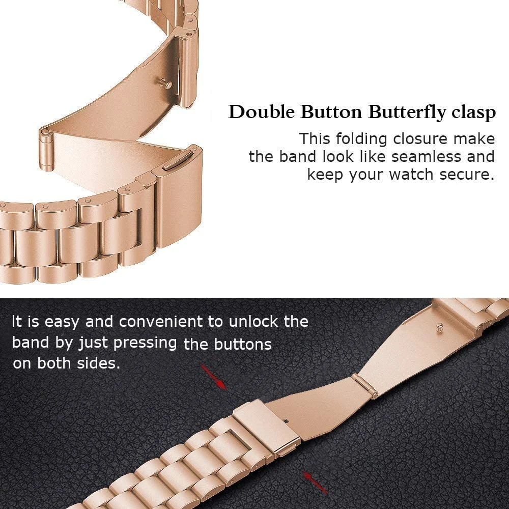 Stainless Steel Watchband Strap for Fitbit Charge 5 / Fitbit Charge 4 / Charge 3 SE Bands Metal Replacement Watch Bracelet Black