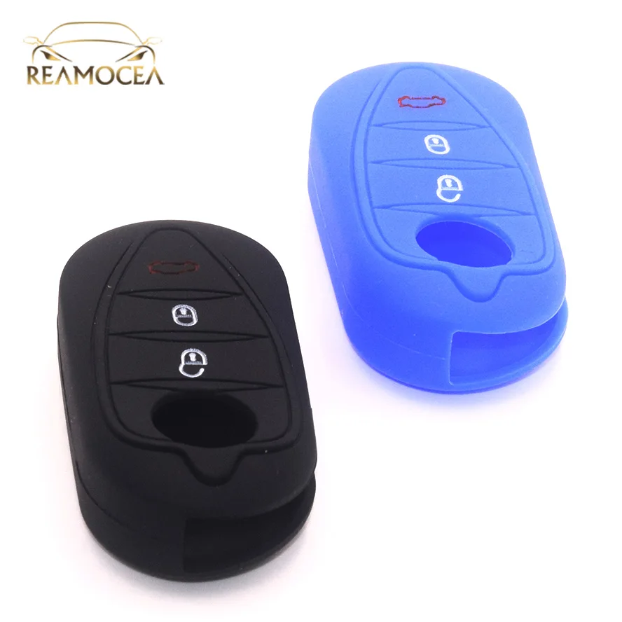 Reamocea 1Pc 3 Button Silicone Car Key Cover Case FOB Shell Fit For Alfa Romeo Mito Giulietta Brera 4C 159 GTA Holder Protector