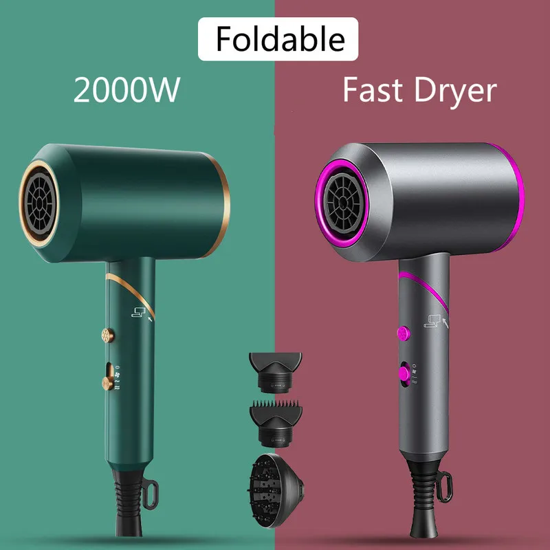 2021 NEW Hair Dryer Folding Portable Handle Seamless Folding Household Hair Dryer Strong Wind Air Cold/Hot Air Diffuser Fast Dry