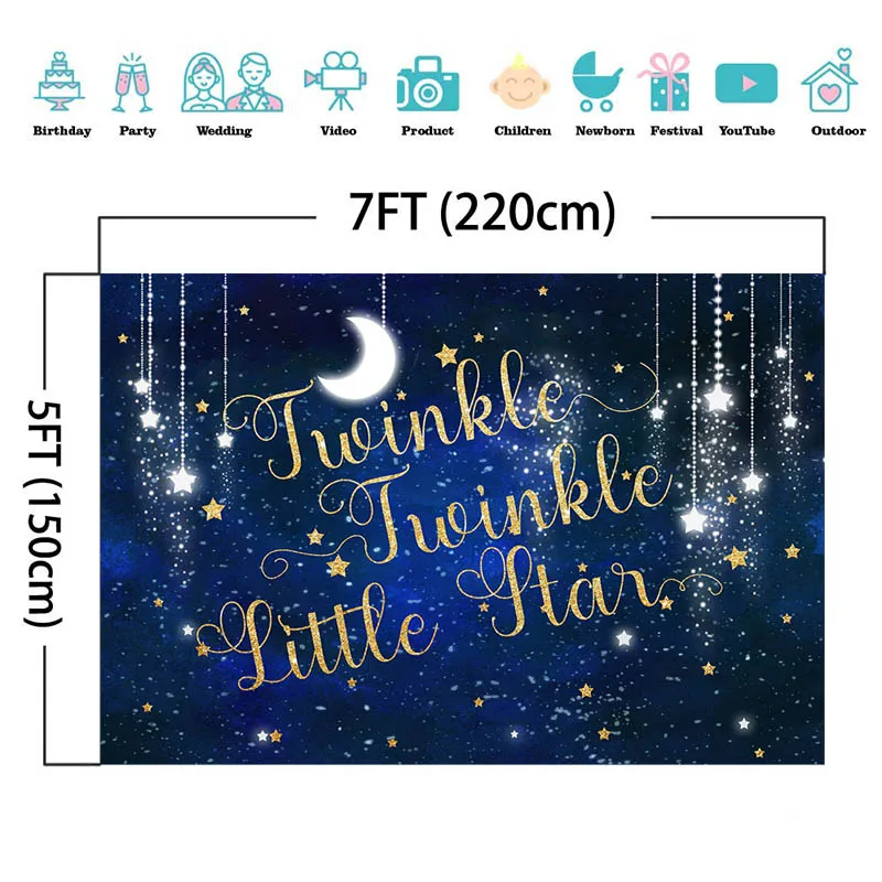 Twinkle Little Star Photography Backdrops For Newborn 1st Birthday Props Starry Dream Moon Stars Child Portrait Photo Background