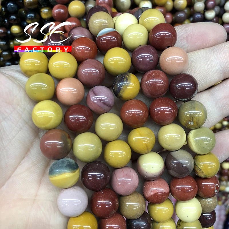 Natural Colorful Mookaite Round Loose Beads Yellow Stone Beads 4 6 8 10 12MM 15\