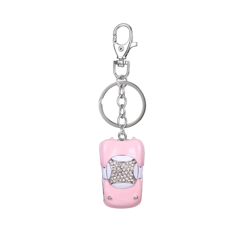 Fashion cute pink painting oil point drill car keychaim Christmas birthday gift free shipping