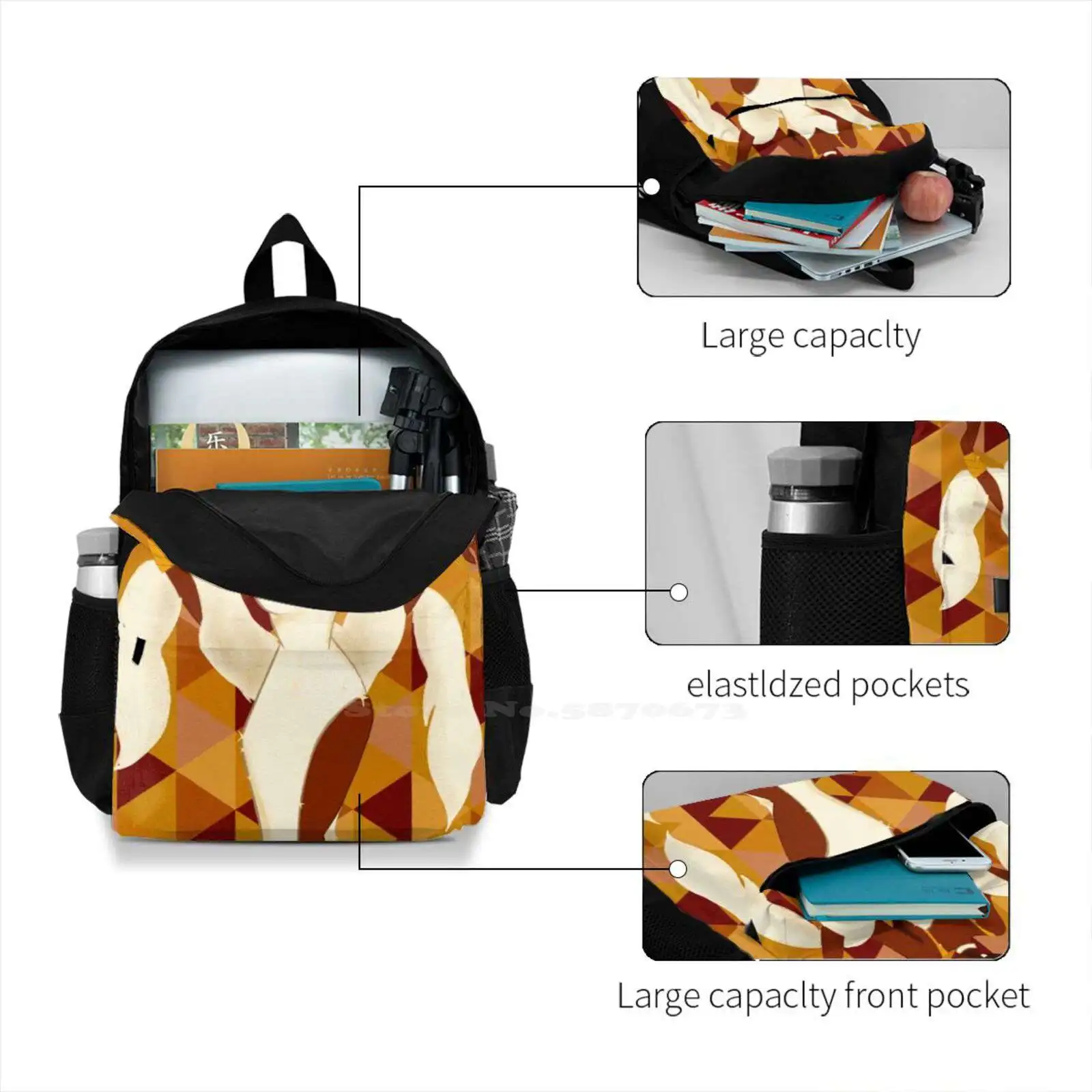 1920S Princess Large Capacity School Backpack Laptop Bags Illustrator Princess