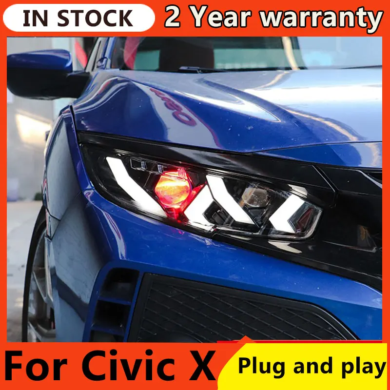 

Автомобильный Стайлинг, передняя фара для Civic X, фары 2016-2020, новинка, Civic, светодиодная фара DRL, светодиодный нимация, светодиодный Дальний свет, ближний свет, аксессуары