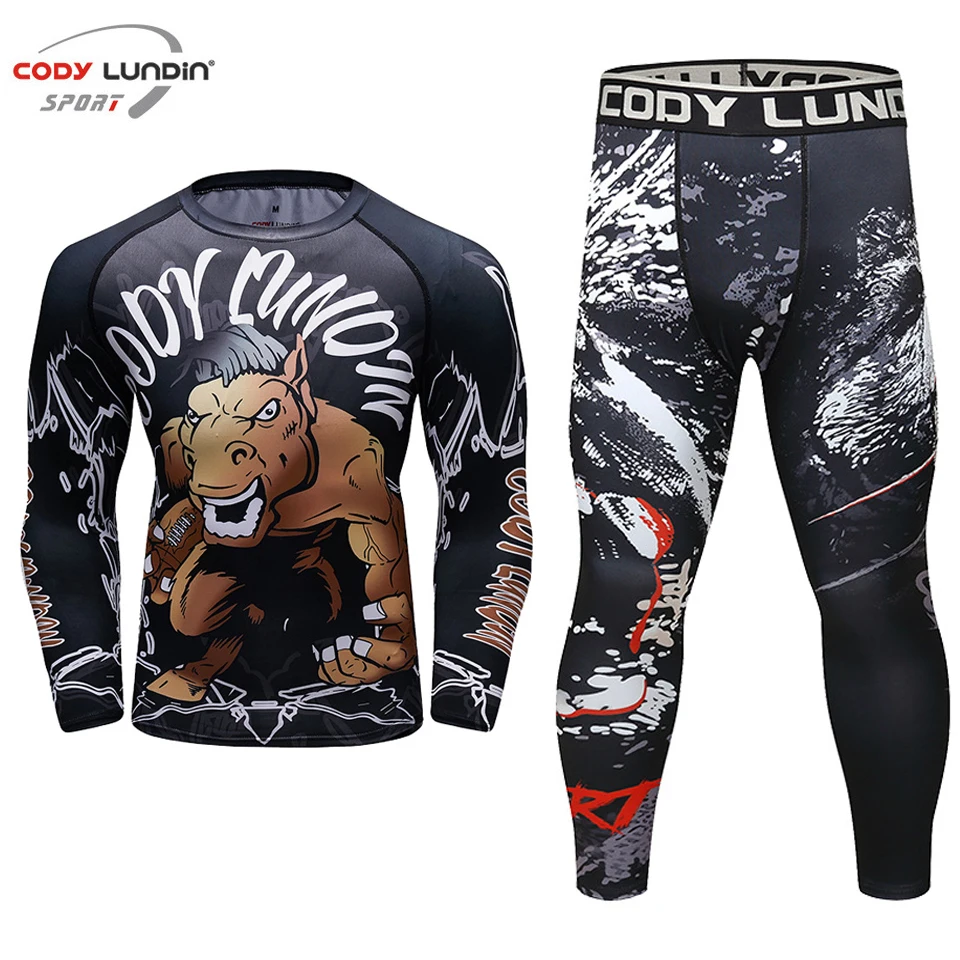 Rashguard Jiu Jitsu T-shirt +Pants Mma Clothing Sets Men Boxing Compression Shirt Rash Guard Bjj Kickboxing Muay Thai T-shirts