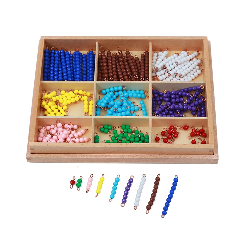 Montessori Mathematics Materials Multiplication Checkerboard/ Colour Beads/ Number Tiles Math Educational Toy Kids Learning Tool