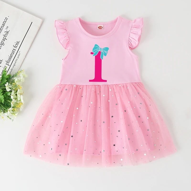 

Knote 1-6 Number Girl Birthday Princess Dresses Beautiful Fashion Girls Dress A-Line Cotton Children Birthday Party Clothes Gift