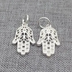2 Pieces of 925 Sterling Silver Filigree Hamsa Hand Charms for Bracelet Necklace