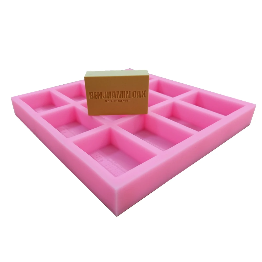 12 Cavities Custom Rectangle Bar Soap Molds With Brand Logo Customize Silicone Tray for Natural Soap Making