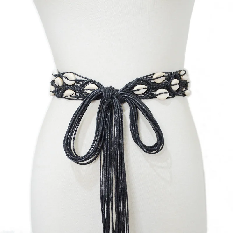 

Colorful Shell Woven Belt Wax Rope Hand-beaded Thin Waist Rope Bohemian Ethnic Style Ladies Belt
