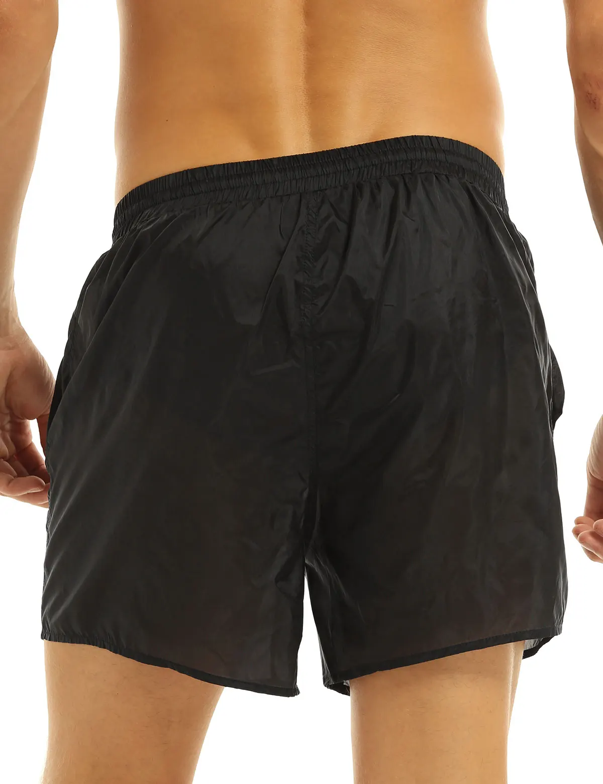 Transparent Swimwear Mens Swim Shorts Sexy Solid Drawstring Quick Dry Beach Shorts Man Swimming Trunks with Bulit-in Mesh Briefs