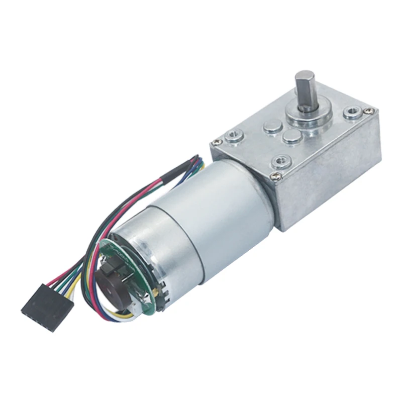 1pcs 16-470rpm DC12V 24V Turbo Worm Speed Reduction Gear Motor With Code Disk Encoder 5840-555